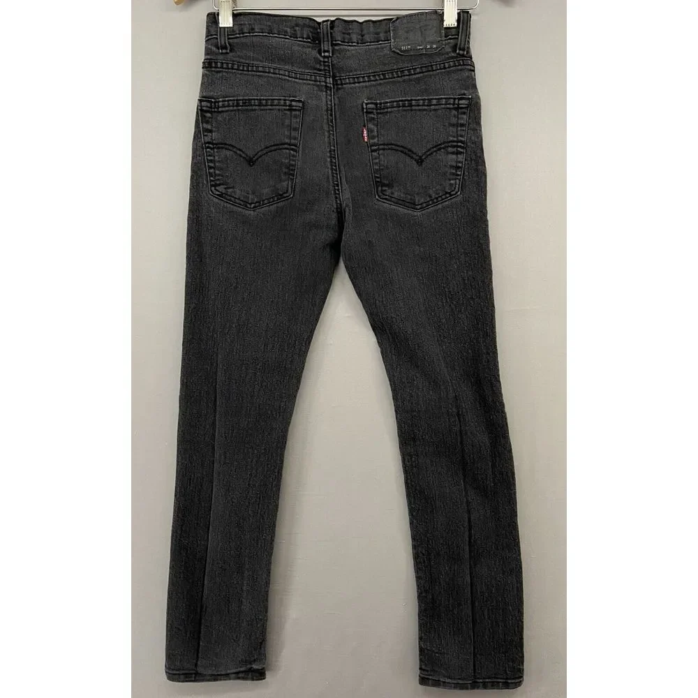 Levis‎ 511 Jeans YOUTH BOYS 16 SLIM 28x28 Straight Black Medium Wash Stretch